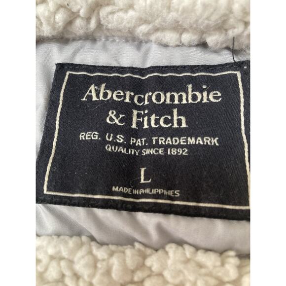 Abercrombie & Fitch Hoodie Womens White And Gray Large Full Zip Fleece - Picture 13 of 13
